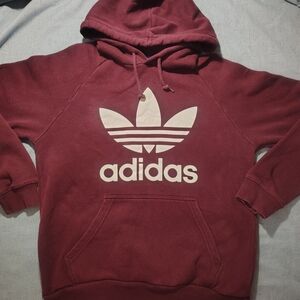adidas Maroon Trefoil Pullover Hoodie